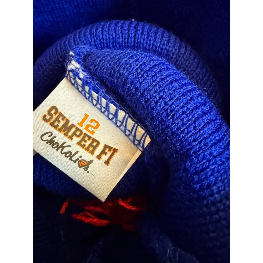 Kansas Jayhawks Knit Woven Pom Pom‎ Beanie Hat Cap Semper Fi Cuff Adult Striped